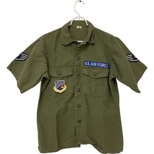 Vintage US Air Force Shirt Patches‎ Military Olive Green Small 15.5x33